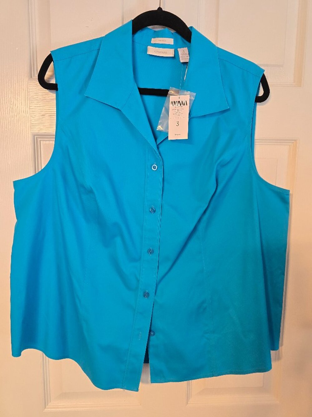 Chico's Turquoise Sleeveless Cotton Blouse - NWT